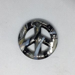 Glass Peace Sign Necklace Pendant